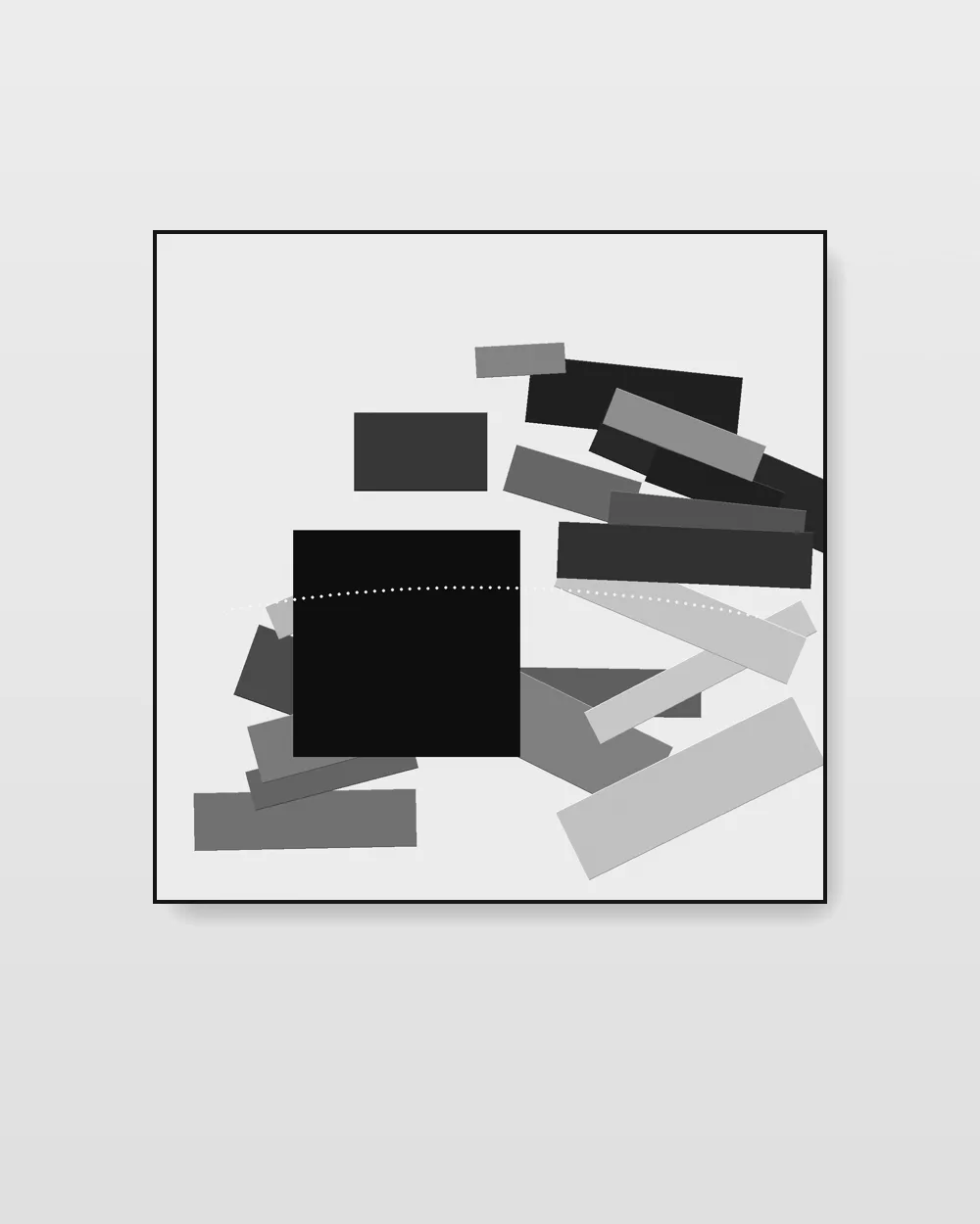 Drifting Passage II, an original mixed media abstract painting in high-contrast black and white