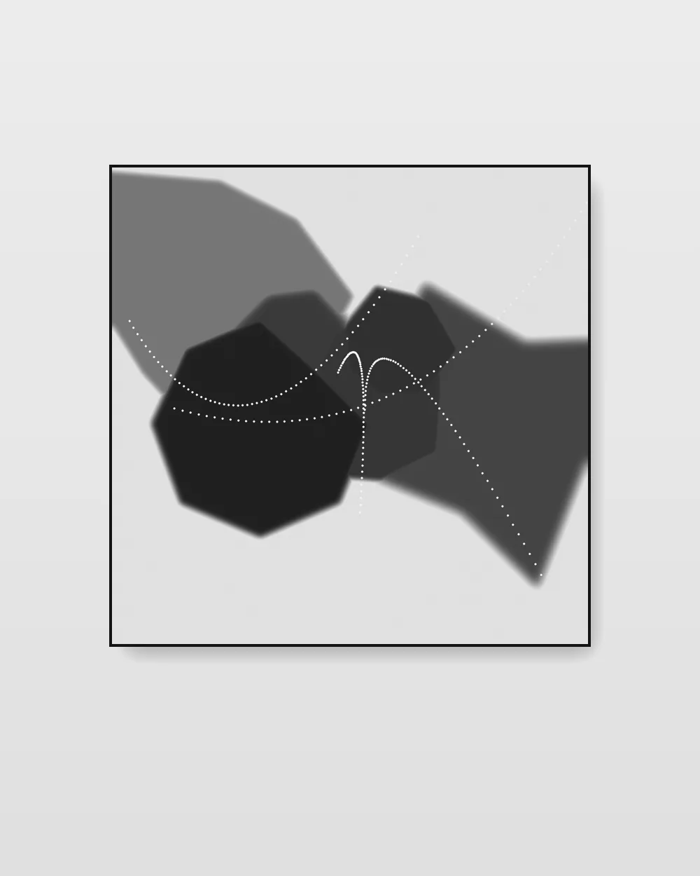 Fractured Passage II, an original fluid art abstract painting in ink black on white