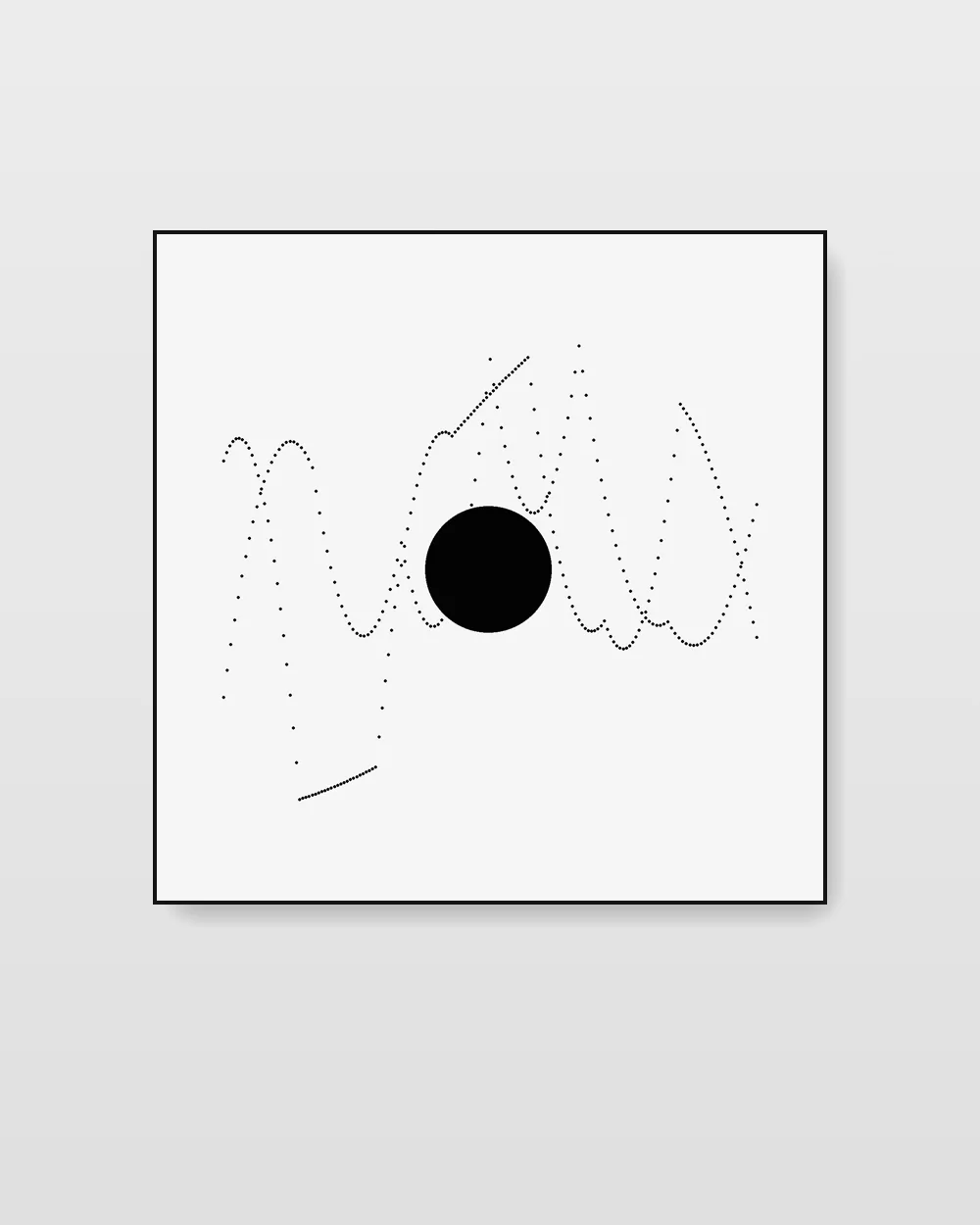 Ivory Fragment No. 3, an original line art abstract painting in deep charcoal grey