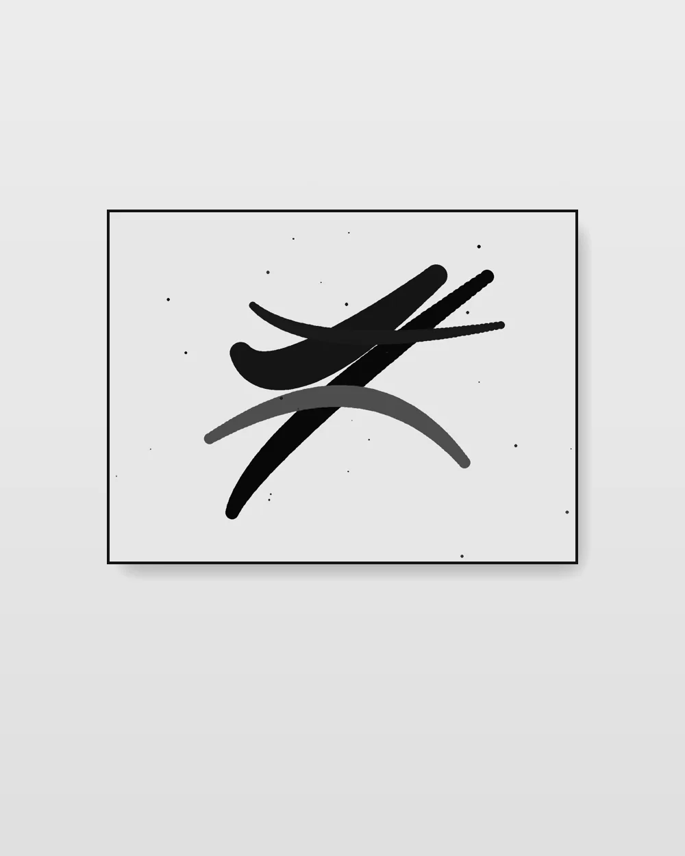 Penumbra Drift I, an original abstract expressionism abstract painting in high-contrast black and white