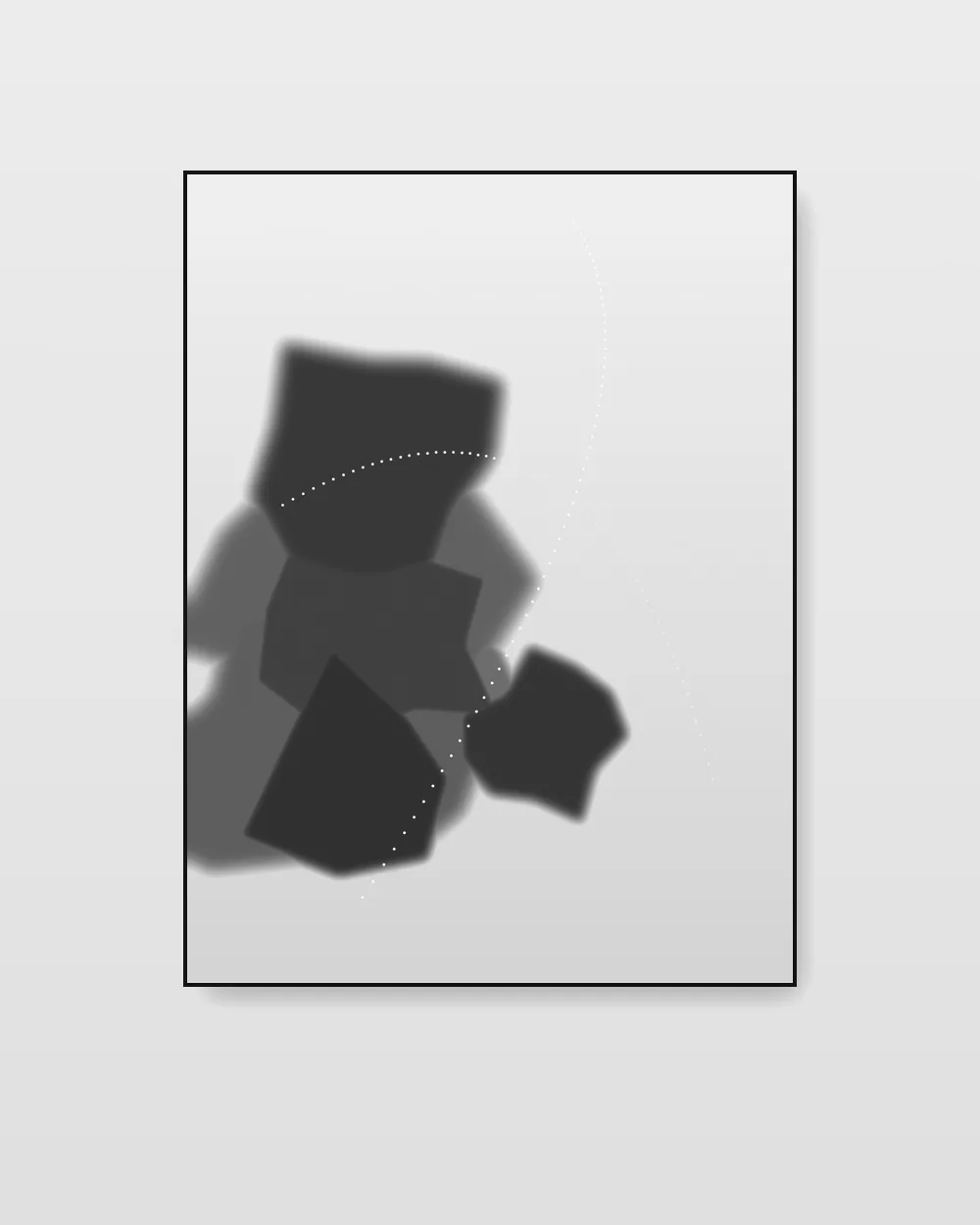 Solstice Cartography, an original fluid art abstract painting in high-contrast black and white