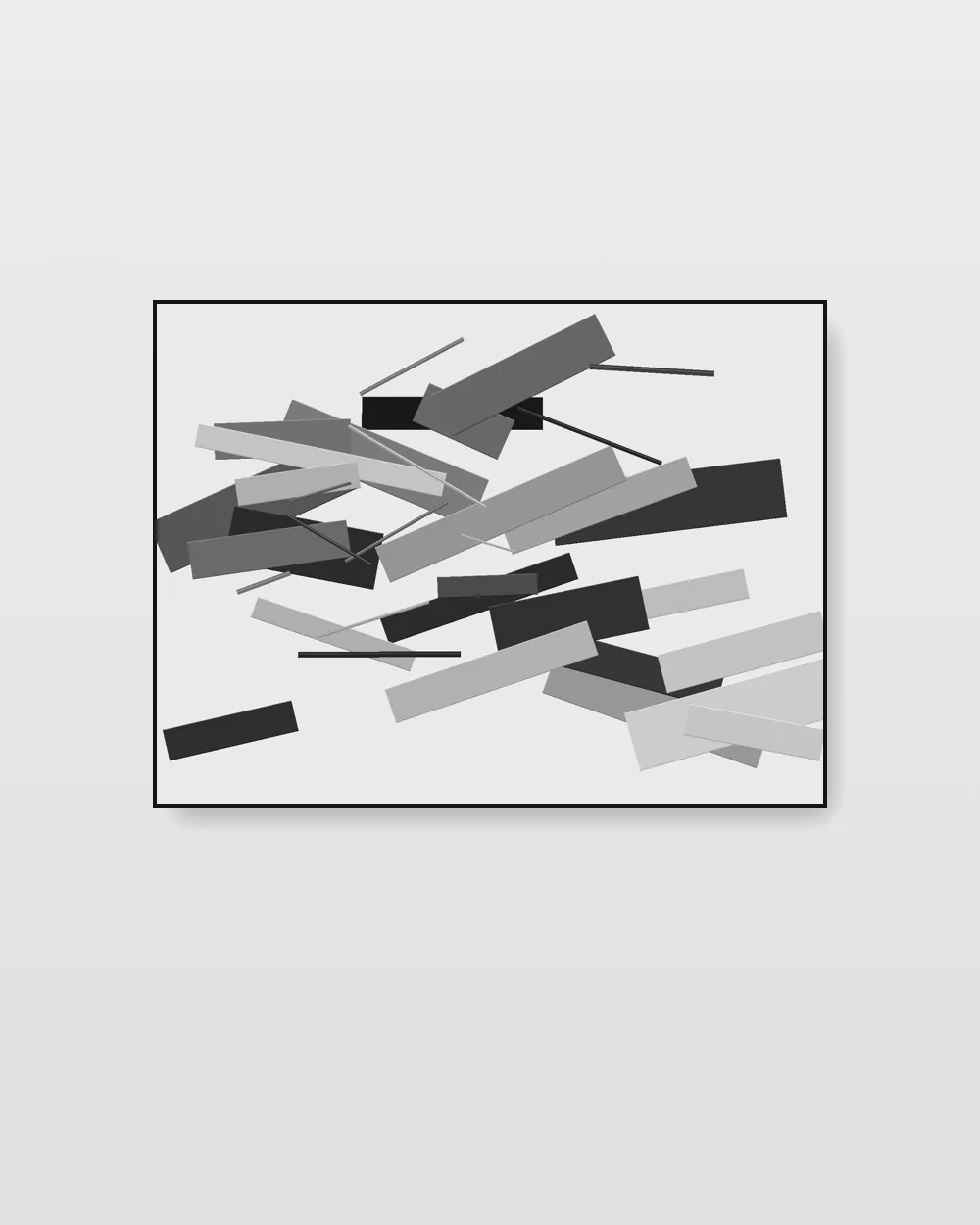 Solstice Structure III, an original impasto texture abstract painting in ink black on white