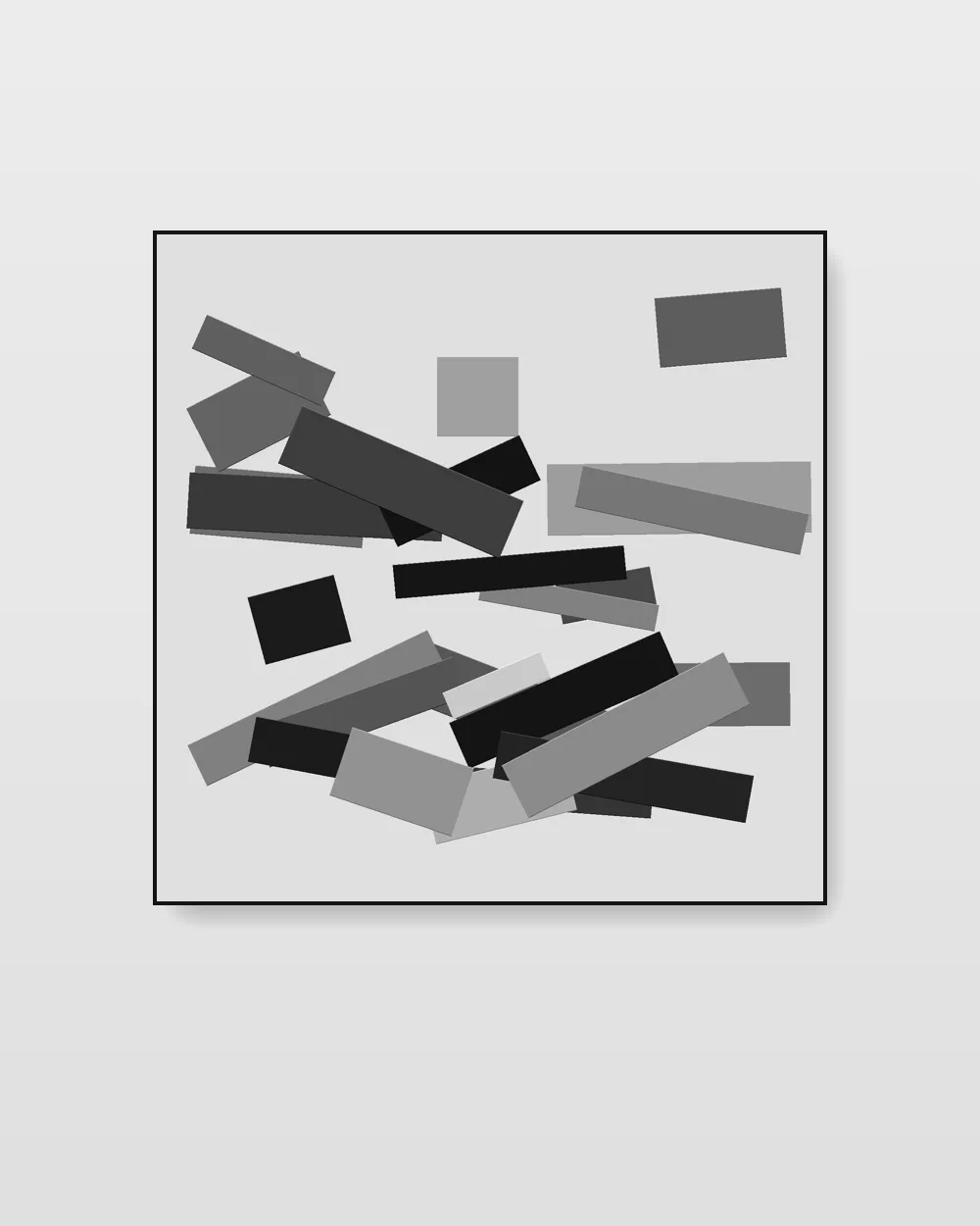 Tectonic Contour I, an original palette knife abstract painting in ink black on white