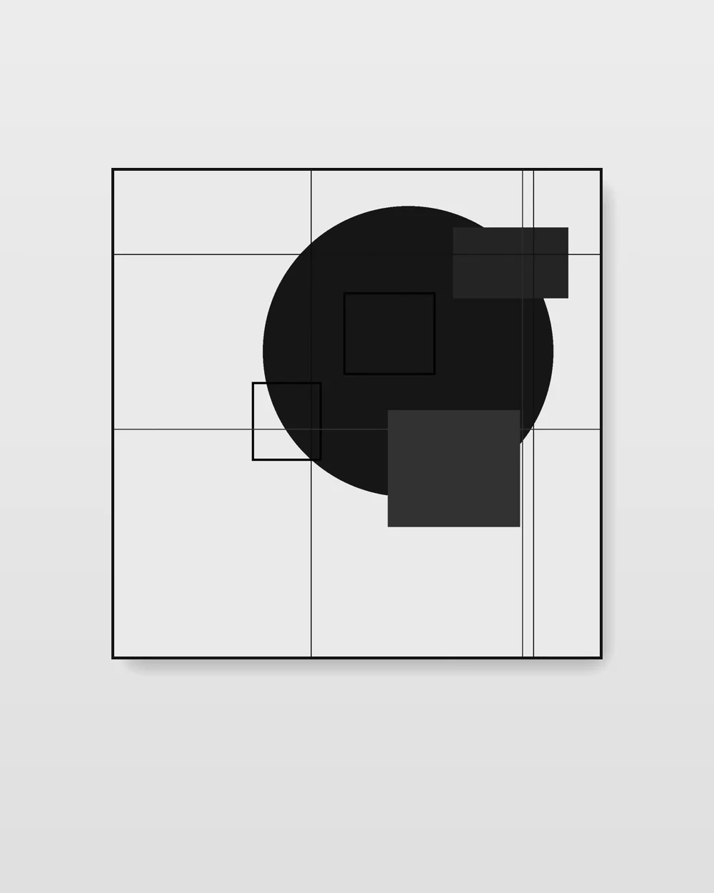 Vestige Movement No. 12, an original geometric abstraction abstract painting in ink black on white